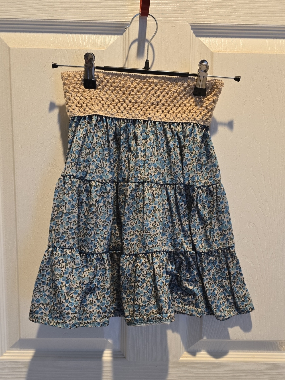 Smocked Waist Blue Floral Mini Skirt